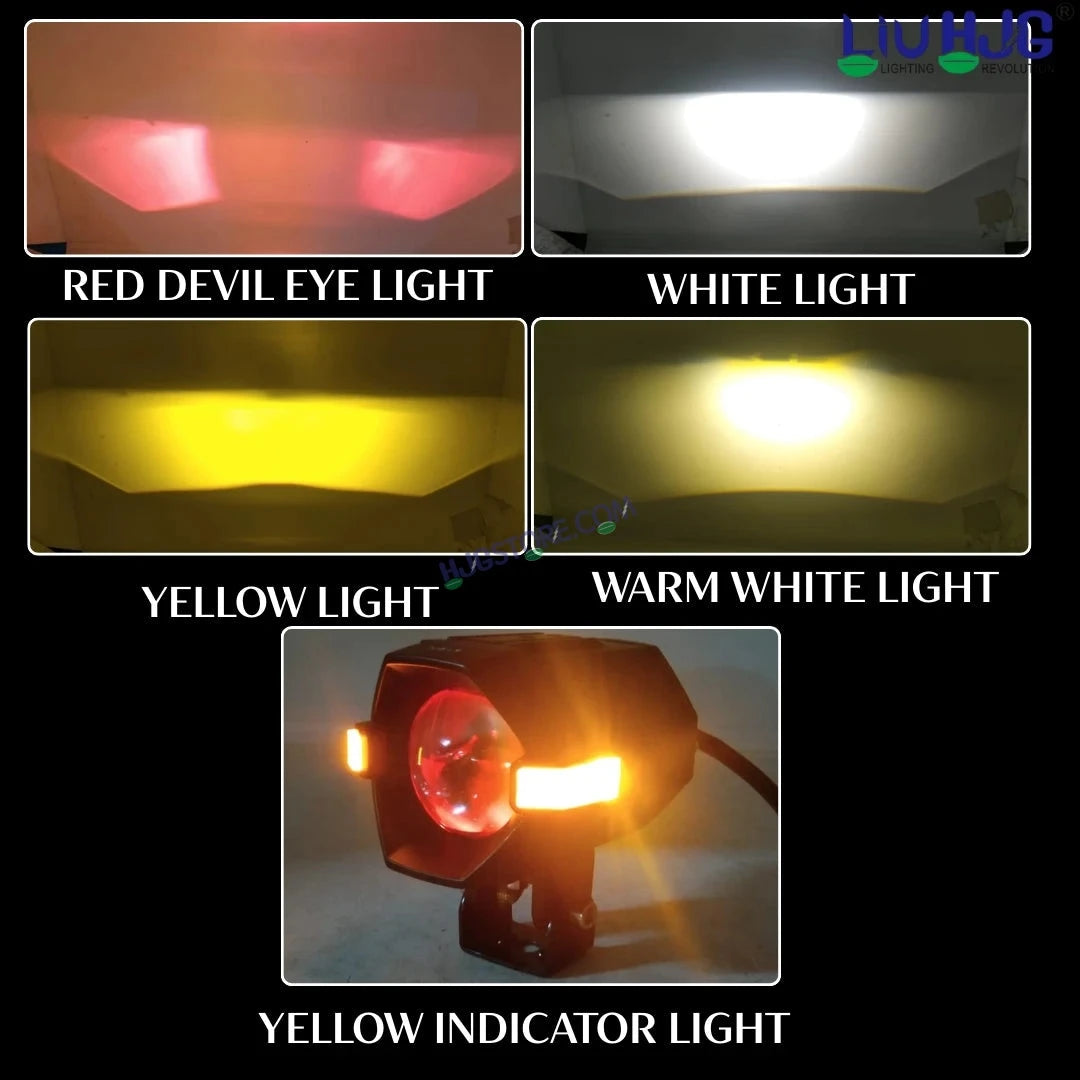 HJG NightBreaker Spaceship P97 Dual Projector Lens Foglight 100W Dual Lens Projector Lens Fog Light 100W Foglight Ultra Wide Dual Intensity LED Fog Lights White/Yellow Universal For All Cars & Bikes with Hazard Indicator LIU HJG P97 Foglight Red Amber DRL - HJGstore.com