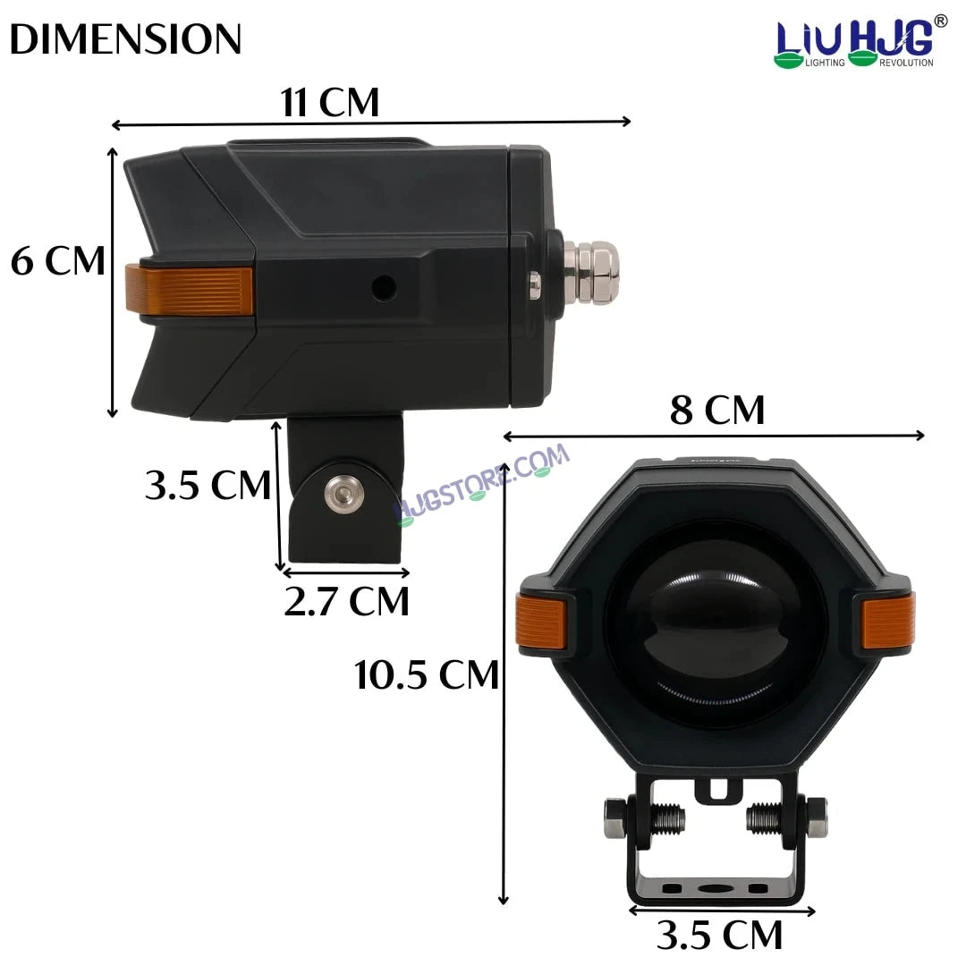 HJG NightBreaker Spaceship P97 Dual Projector Lens Foglight 100W Dual Lens Projector Lens Fog Light 100W Foglight Ultra Wide Dual Intensity LED Fog Lights White/Yellow Universal For All Cars & Bikes with Hazard Indicator LIU HJG P97 Foglight Red Amber DRL - HJGstore.com