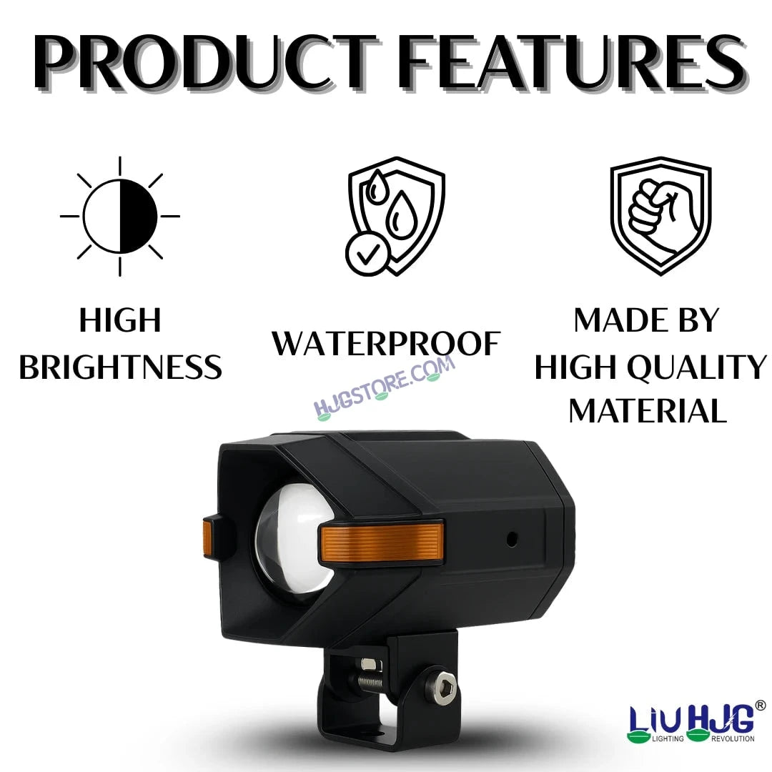 HJG NightBreaker Spaceship P97 Dual Projector Lens Foglight 100W Dual Lens Projector Lens Fog Light 100W Foglight Ultra Wide Dual Intensity LED Fog Lights White/Yellow Universal For All Cars & Bikes with Hazard Indicator LIU HJG P97 Foglight Red Amber DRL - HJGstore.com