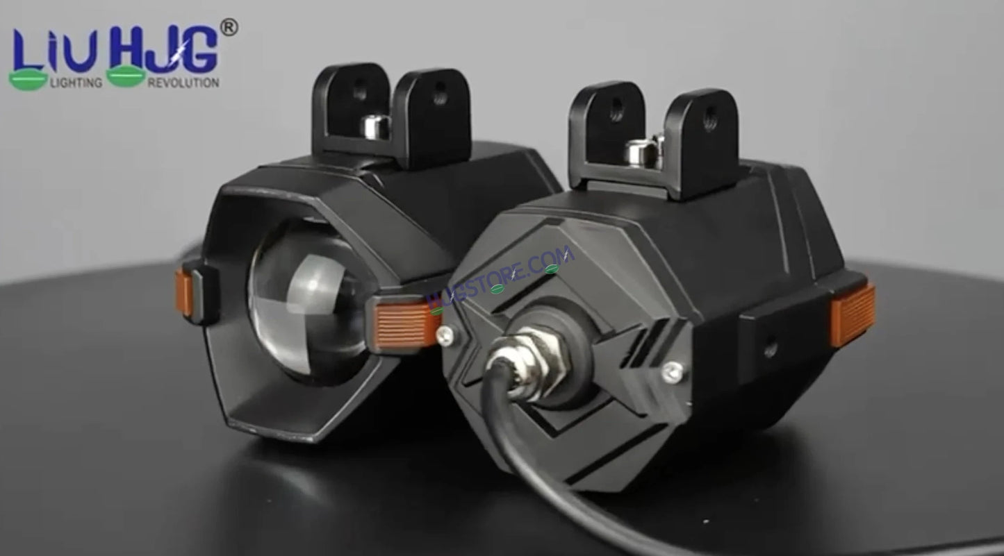 HJG NightBreaker Spaceship P97 Dual Projector Lens Foglight 100W Dual Lens Projector Lens Fog Light 100W Foglight Ultra Wide Dual Intensity LED Fog Lights White/Yellow Universal For All Cars & Bikes with Hazard Indicator LIU HJG P97 Foglight Red Amber DRL - HJGstore.com