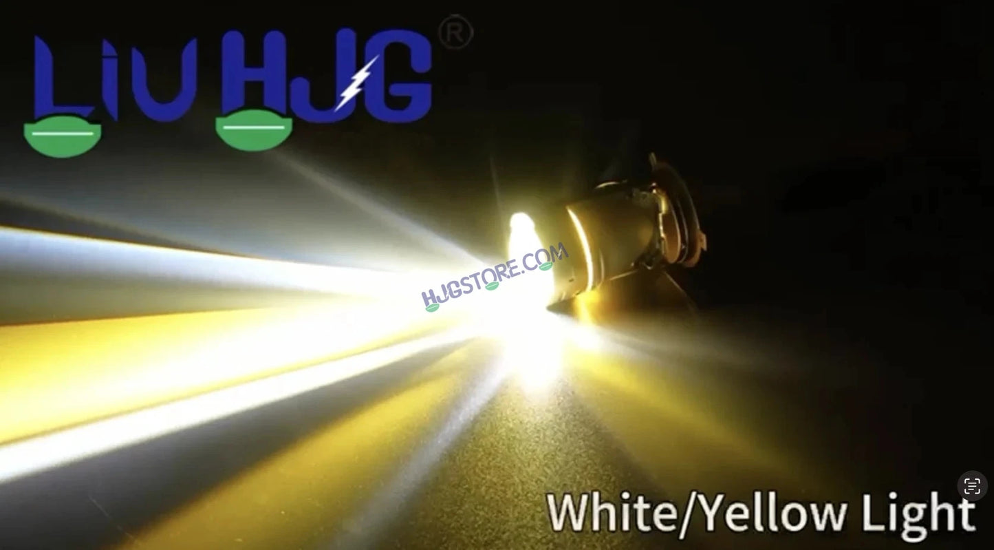 HJG RTD Lens H4 White/Yellow New Model Yellow Low White High RTD Lens Dual Projector Lens H4 LED Bulb 50W HJG Projector Light H4 LED RTD Lens with Fan Bulb 5000LM Dual Beam WY Hi/Lo Beam Headlight 12V/24V for Motorcycle/Car, Set of 1, White/Yellow Hi/Lo - HJGstore.com