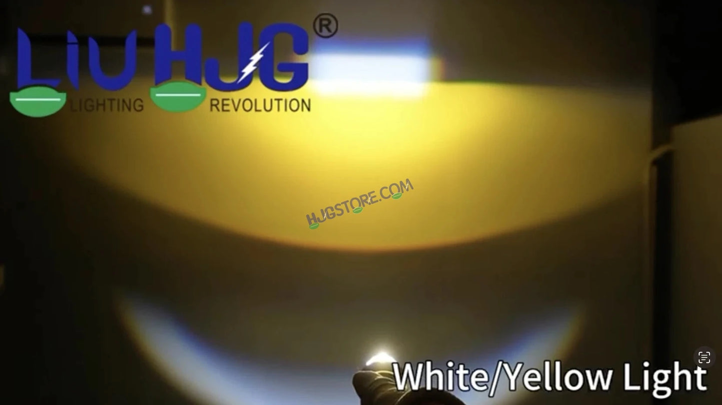HJG RTD Lens H4 White/Yellow New Model Yellow Low White High RTD Lens Dual Projector Lens H4 LED Bulb 50W HJG Projector Light H4 LED RTD Lens with Fan Bulb 5000LM Dual Beam WY Hi/Lo Beam Headlight 12V/24V for Motorcycle/Car, Set of 1, White/Yellow Hi/Lo - HJGstore.com