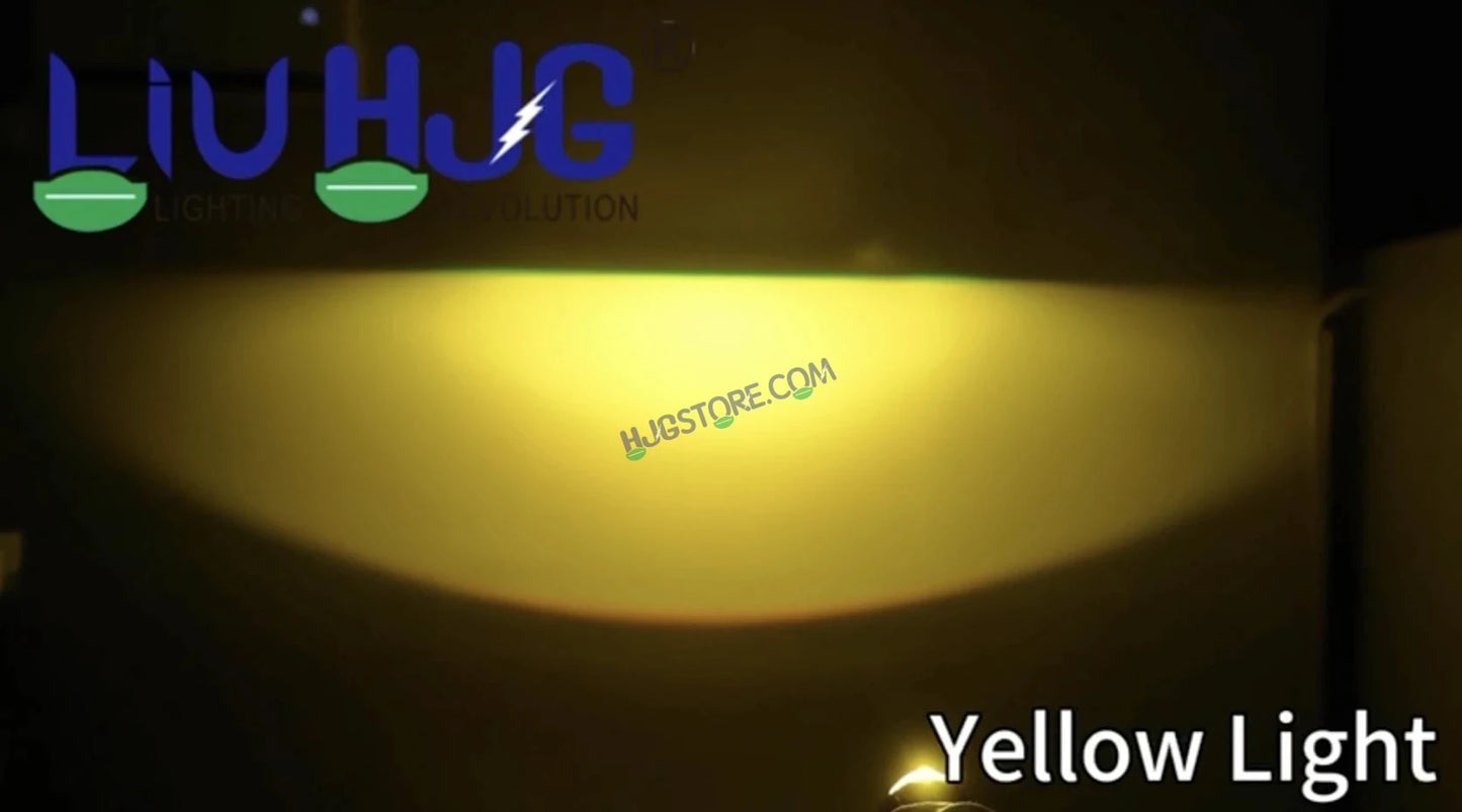 HJG RTD Lens H4 White/Yellow New Model Yellow Low White High RTD Lens Dual Projector Lens H4 LED Bulb 50W HJG Projector Light H4 LED RTD Lens with Fan Bulb 5000LM Dual Beam WY Hi/Lo Beam Headlight 12V/24V for Motorcycle/Car, Set of 1, White/Yellow Hi/Lo - HJGstore.com
