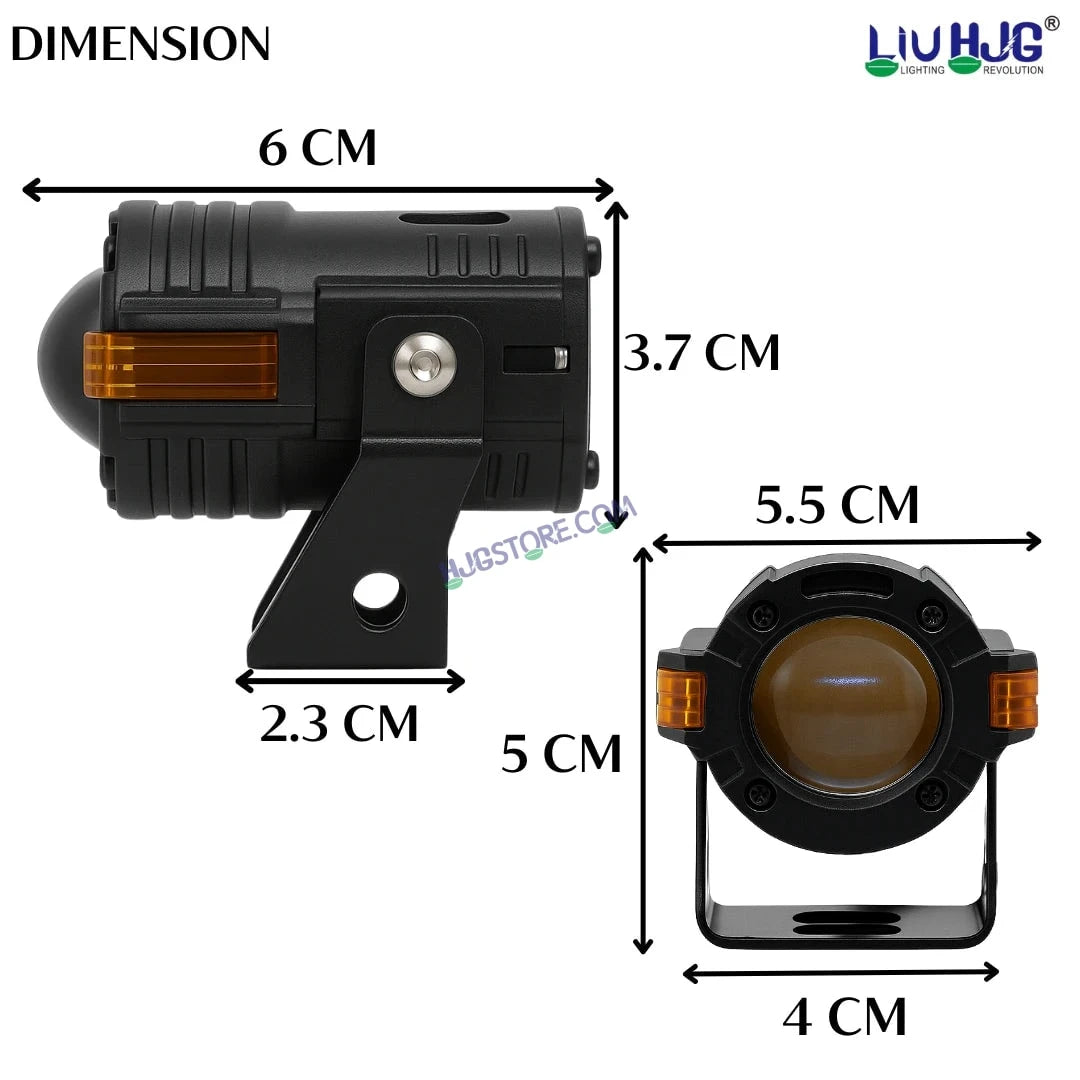 HJG S-82 Foglight Projector Lens Foglight 80W with Hazard Indicator Projector Lens Fog Light 80W Foglight Ultra Wide Dual Intensity LED Fog Lights White/Yellow Universal For All Cars & Bikes with Hazard Indicator LIU HJG S-82 Foglight with Red Amber DRL - HJGstore.com