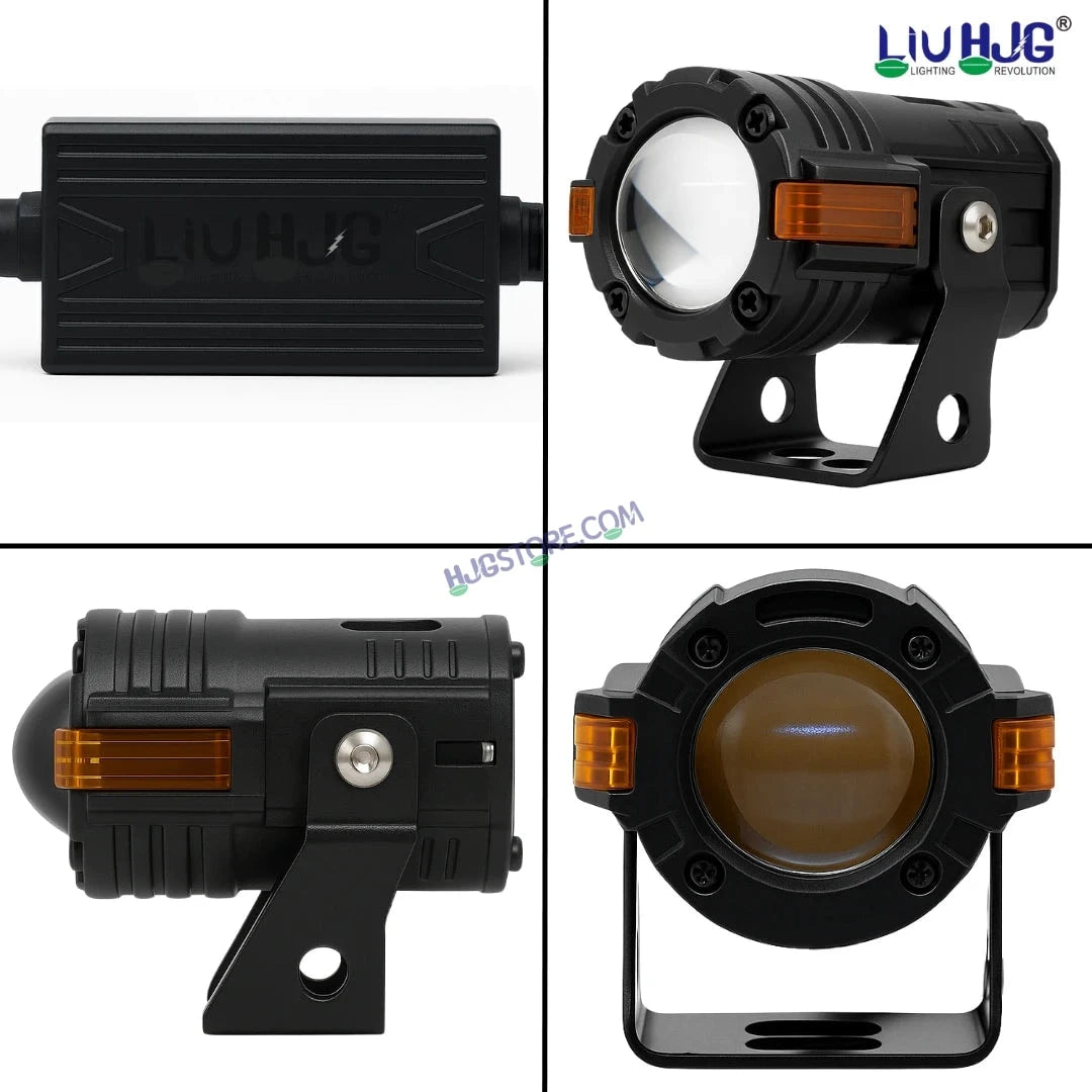 HJG S-82 Foglight Projector Lens Foglight 80W with Hazard Indicator Projector Lens Fog Light 80W Foglight Ultra Wide Dual Intensity LED Fog Lights White/Yellow Universal For All Cars & Bikes with Hazard Indicator LIU HJG S-82 Foglight with Red Amber DRL - HJGstore.com