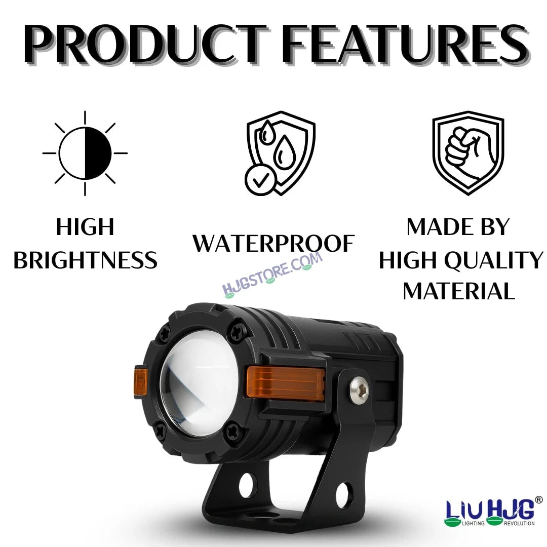 HJG S-82 Foglight Projector Lens Foglight 80W with Hazard Indicator Projector Lens Fog Light 80W Foglight Ultra Wide Dual Intensity LED Fog Lights White/Yellow Universal For All Cars & Bikes with Hazard Indicator LIU HJG S-82 Foglight with Red Amber DRL - HJGstore.com