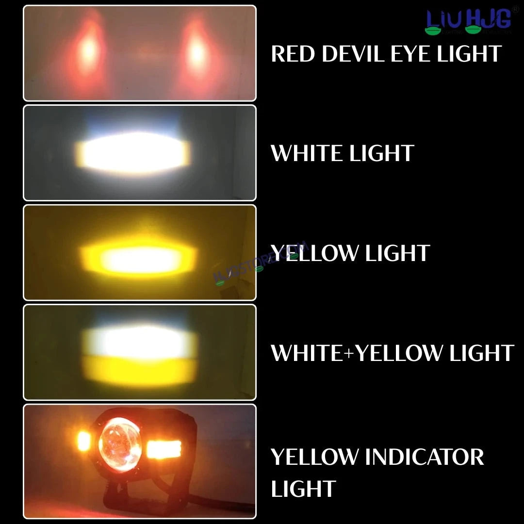 HJG S-82 Foglight Projector Lens Foglight 80W with Hazard Indicator Projector Lens Fog Light 80W Foglight Ultra Wide Dual Intensity LED Fog Lights White/Yellow Universal For All Cars & Bikes with Hazard Indicator LIU HJG S-82 Foglight with Red Amber DRL - HJGstore.com