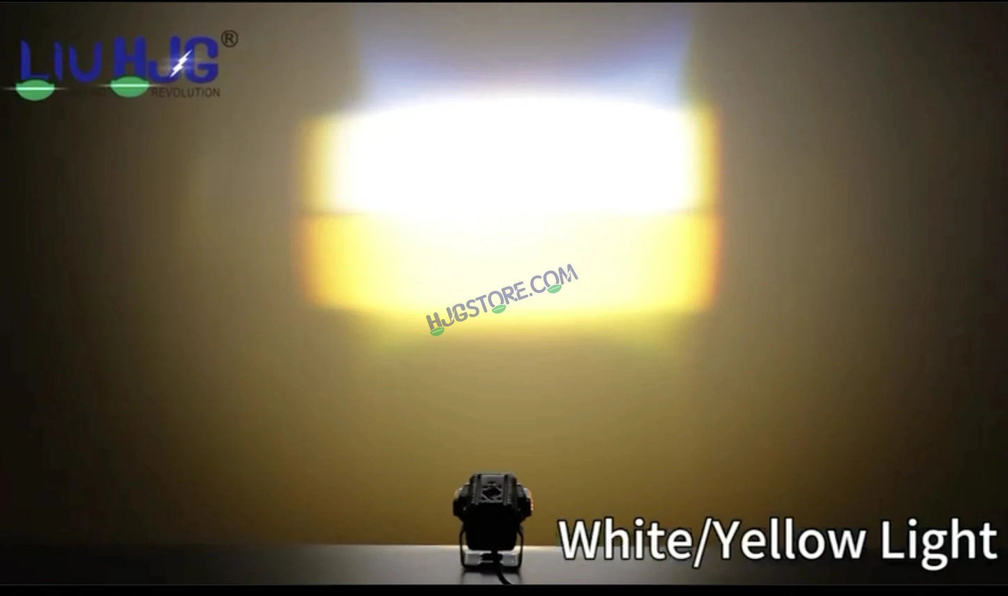 HJG S-83 Foglight Projector Lens Foglight 80W with Hazard Indicator Projector Lens Fog Light 80W Foglight Ultra Wide Dual Intensity LED Fog Lights White/Yellow Universal For All Cars & Bikes with Hazard Indicator LIU HJG S-83 Foglight with Red Amber DRL - HJGstore.com