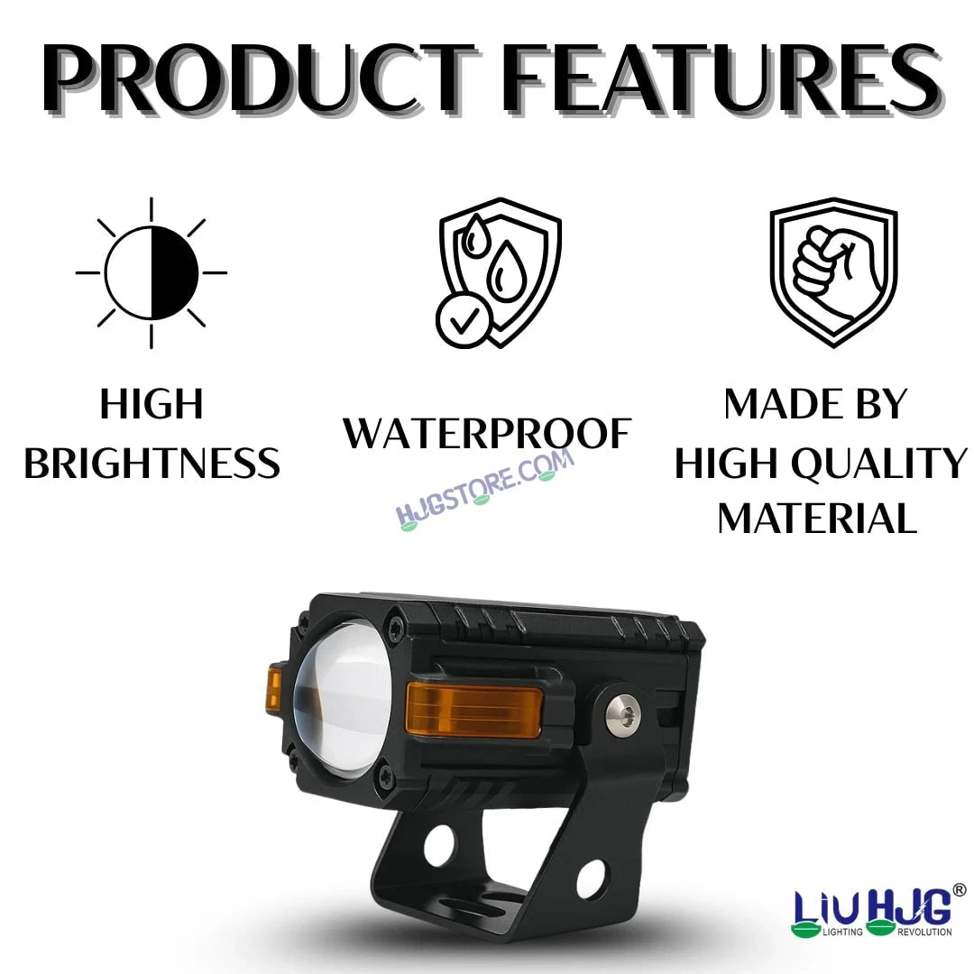 HJG S-83 Foglight Projector Lens Foglight 80W with Hazard Indicator Projector Lens Fog Light 80W Foglight Ultra Wide Dual Intensity LED Fog Lights White/Yellow Universal For All Cars & Bikes with Hazard Indicator LIU HJG S-83 Foglight with Red Amber DRL - HJGstore.com