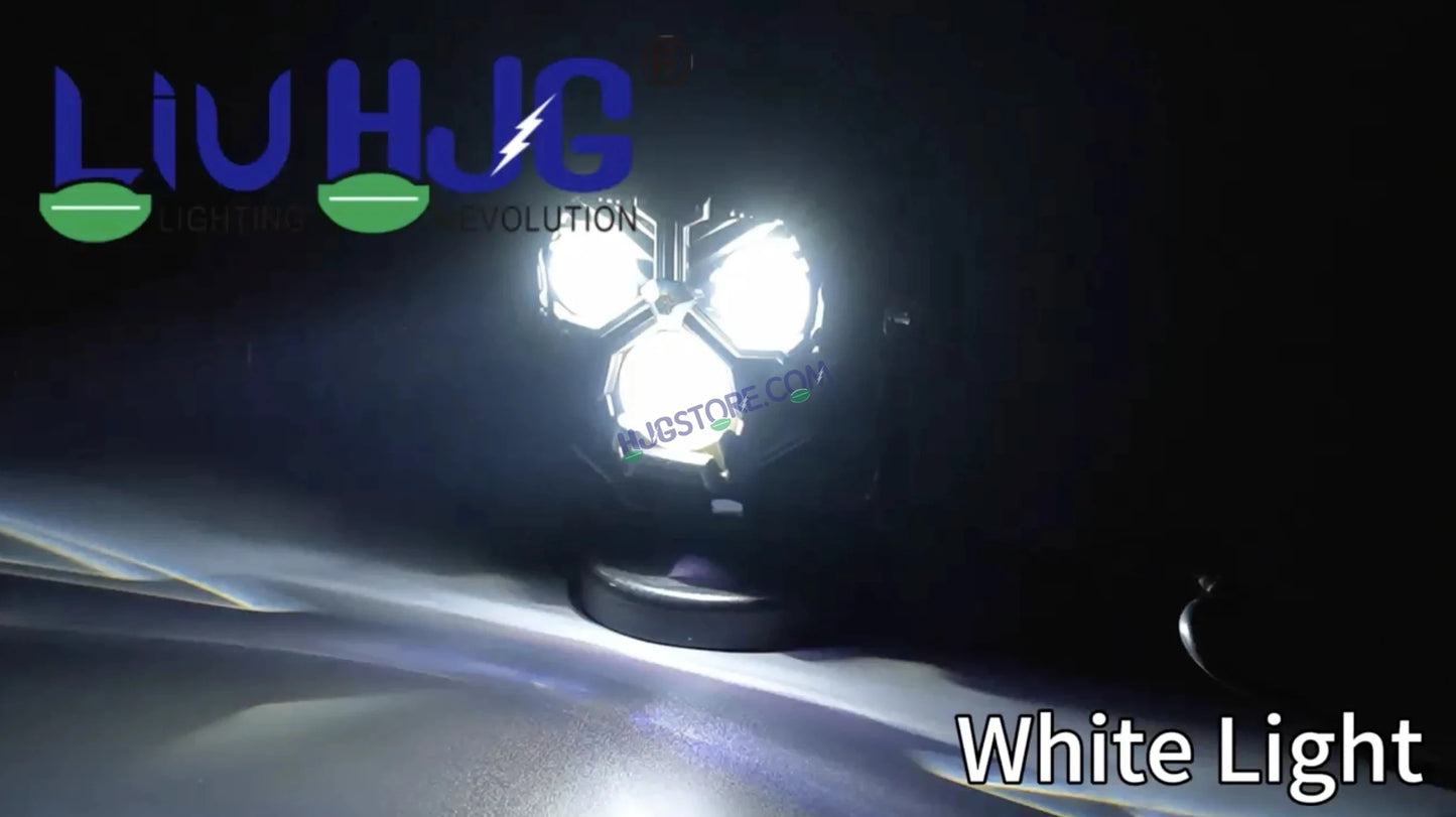 HJG Transformer 3 Projector Foglight 100W with Wide Spread Red DRL/White/Yellow/Warm White Light 100W 2pc Foglight Ultra Wide Dual Intensity LED Driving Fog Lights 3000K/4300K/6500K Universal For All Cars & Bikes LIU HJG Transformer 3 Foglight, Pack of 2 - HJGstore.com