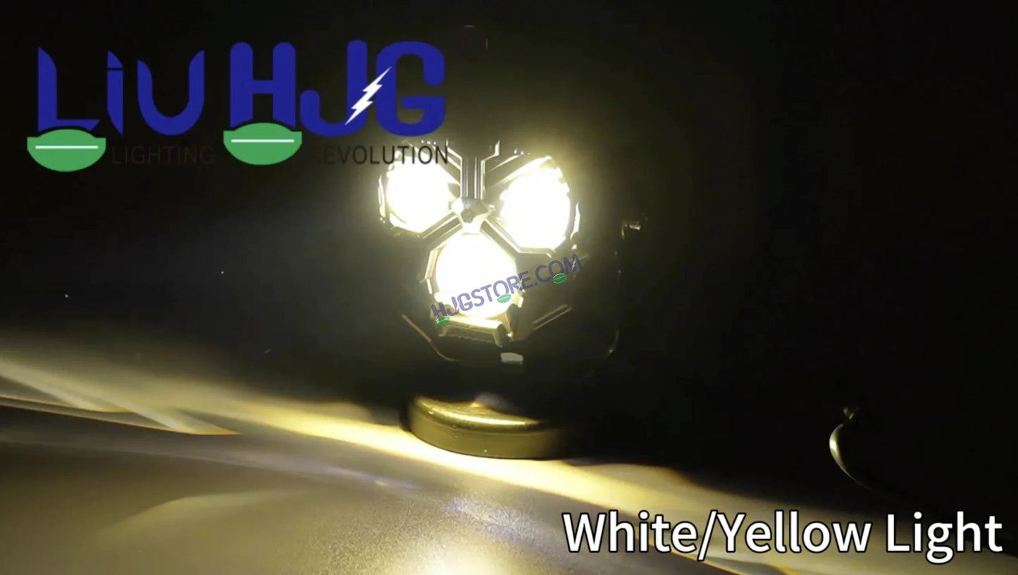HJG Transformer 3 Projector Foglight 50W with Wide Spread Red DRL/White/Yellow/Warm White Light 50W 1pc Foglight Ultra Wide Dual Intensity LED Driving Fog Lights 3000K/4300K/6500K Universal For All Cars & Bikes LIU HJG Transformer 3 Foglight, Pack of 1 - HJGstore.com