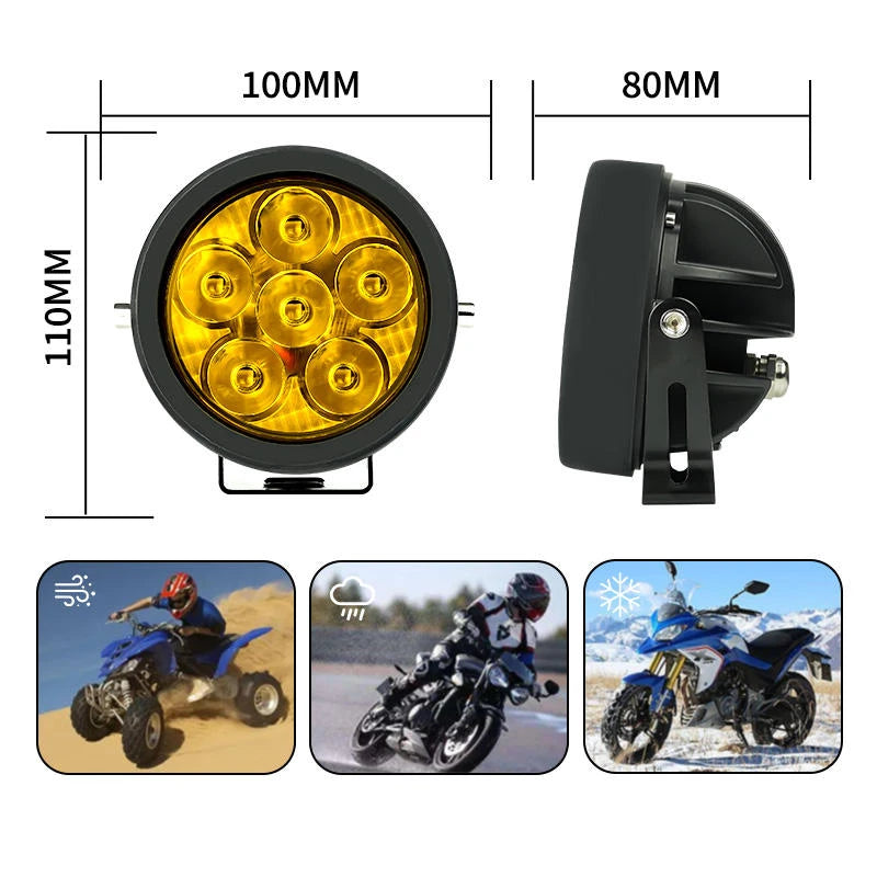HJG 6 LED 120W Round CREE Foglight Foglamp with Yellow Cover 120W 6 LED HJG 120W 5 LED Car Accessories Led Headlights Lights Led Fog Lights For Motorcycle Car SUV Lights, Set of 2 with Wiring Harness Kit HJG 6 LED Round 120W - HJGstore.com