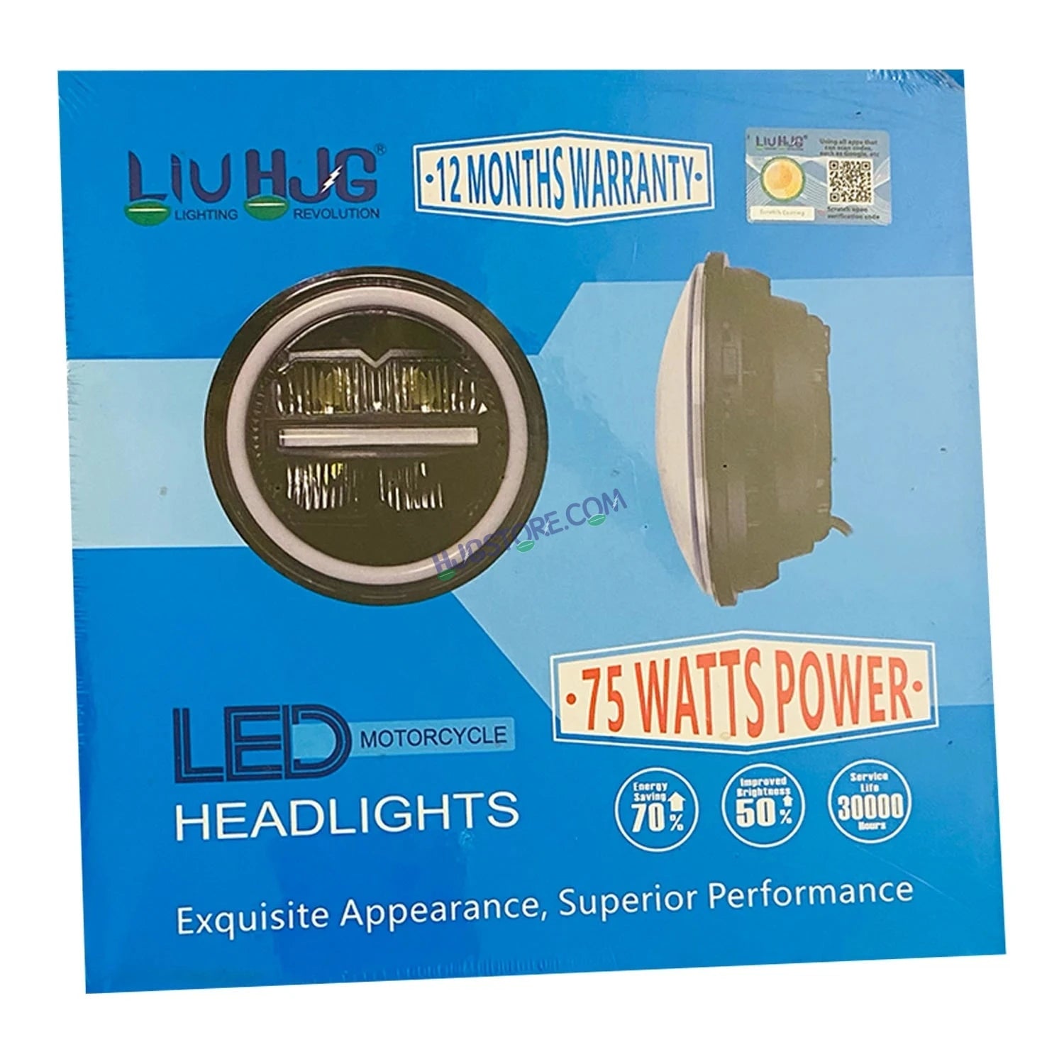 HJG 7 Inch 75W Minus New Model 75W Low Beam 110W Hi Beam LED Headlight Assembly White 7 Inch Round Motorcycle Lights For Jeeps Universal Car Compatible with Royal Enfield, Jeep & Harley Davidson LIU HJG New Box Minus 7 Inch - HJGstore.com