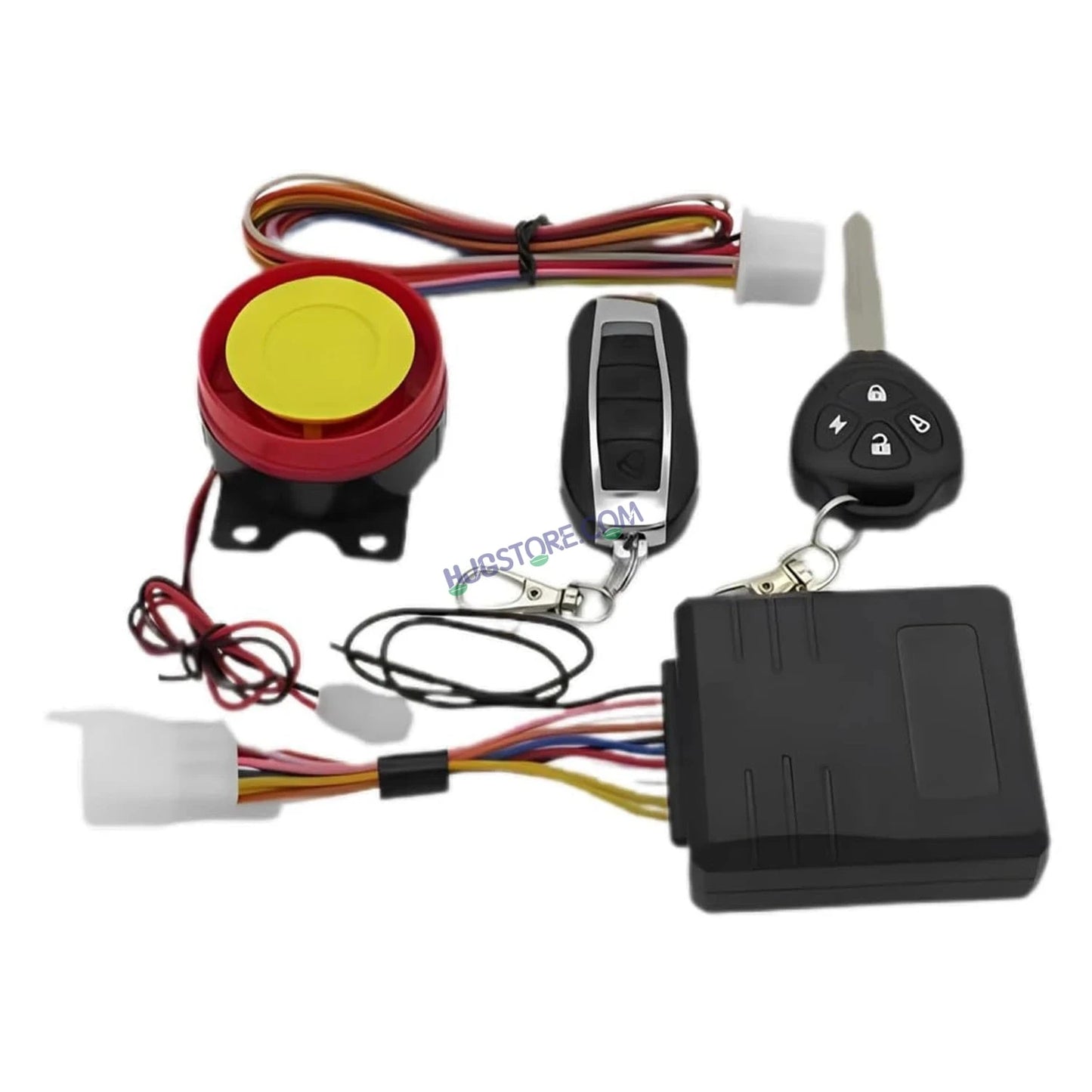 HJG Keyless Alarm System Kit Keyless Start One-Way Bike Alarm Kit for Two Wheeler Security HJG Anti-Theft Alarm System Kit (Loud Siren 125 dB, Flashing Light) LIU HJG Keyless Alarm System Kit - HJGstore.com