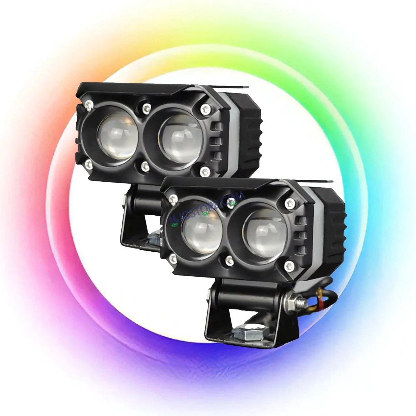 HJG M Series RGB DRL 2 Lens Projector Lens 2pc Foglight RGB DRL Modes 2 Lens LED Projector Fog Lens 50W with RGB DRL Foglight Ultra Wide Dual Intensity LED Fog Lights White/Yellow/RGB DRL Projector (50W) Universal For All Cars & Bikes LIU HJG RGB Foglight - HJGstore.com