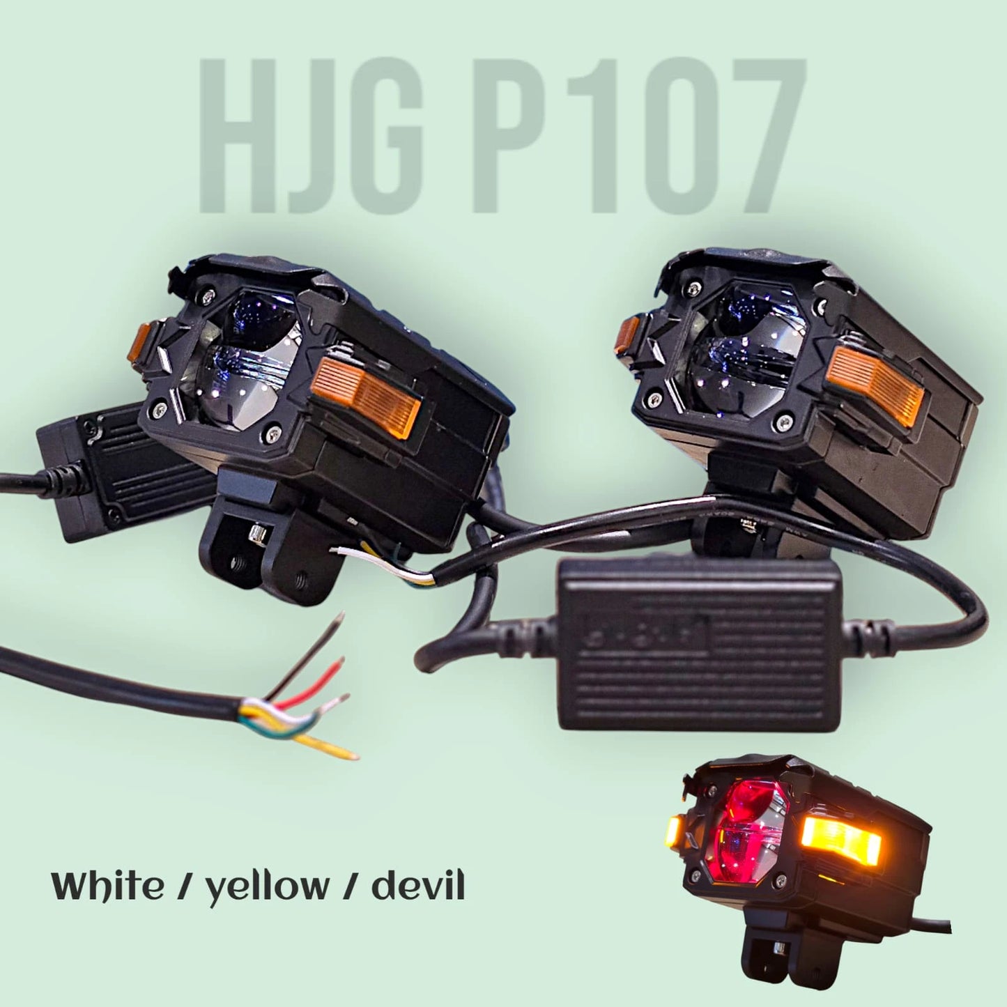 HJG NightBreaker P107 Dual Projector Lens Foglight 120W Dual Lens Projector Lens Fog Light 120W Foglight Ultra Wide Dual Intensity LED Fog Lights White/Yellow Universal For All Cars & Bikes with Hazard Indicator LIU HJG NightBreaker P107 Fog Red Amber DRL