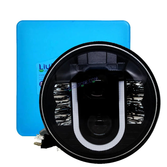 HJG U Shape Genuine U Shape New Model U Ring 7 Inch LED Headlight with Spotless and Bright DRL Fits in Royal Enfield (All Model) And Mahindra Thar (12V-80V DC 75W-110W) - HJGstore.com