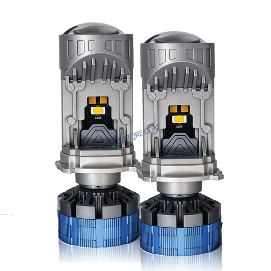 HJG Y6 New Model 110W Projector Lens H4 LED Bulb 110W HJG Y6 Projector Light Lamp H4 LED Mini Projector Lens with Fan for Car SUV Bulb 14000LM Conversion Kit Hi/Lo Beam Headlight 12V/24V for Car SUV, Set of 2, White Hi/Lo - HJGstore.com