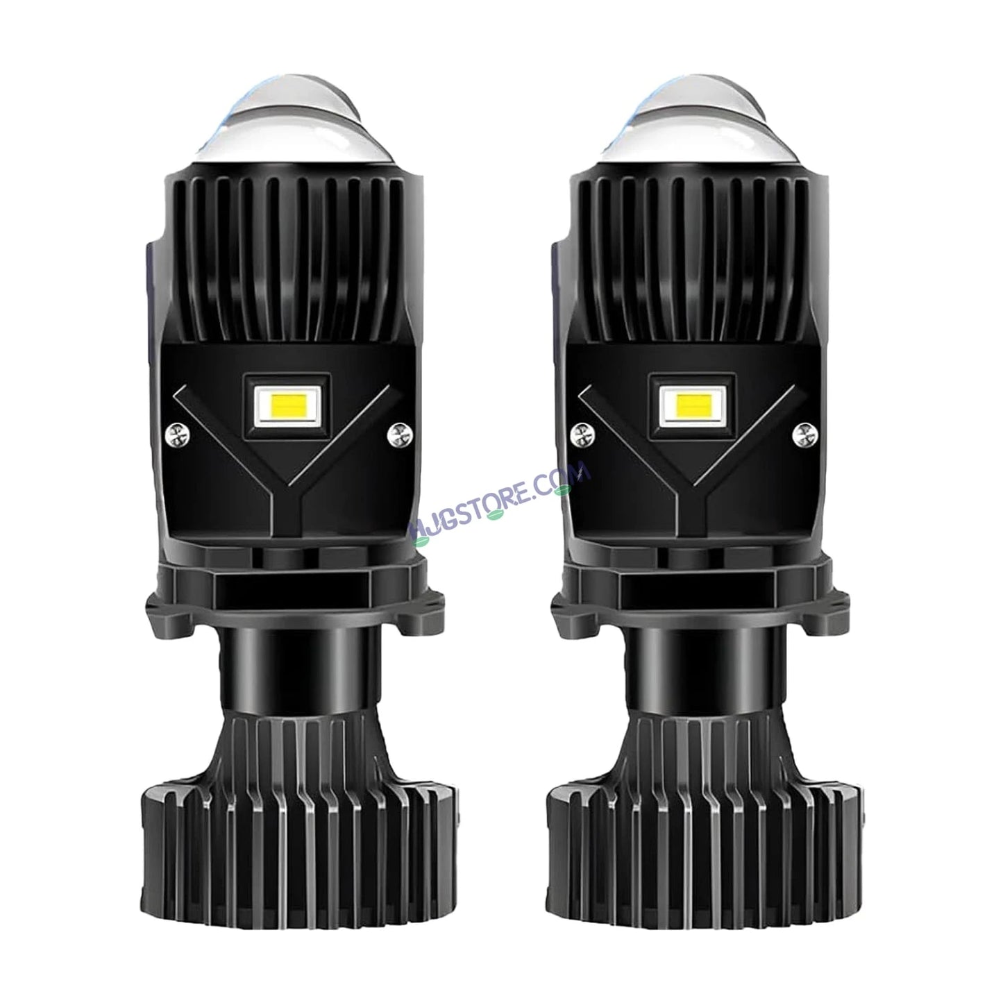 HJG H4 Dual Y6 Condenser RTD Lens Dual Projector Lens Projector Lens LED Headlight Bulb for car | Hi/Lo Beam Headlight 12V-80V | 100W | 5000LM | 3 Pin Projector h4 Headlight with Fan | (Pack of 2) - HJGstore.com