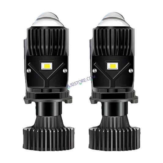 HJG H4 Dual Y6 Condenser RTD Lens Dual Projector Lens Projector Lens LED Headlight Bulb for car | Hi/Lo Beam Headlight 12V-80V | 100W | 5000LM | 3 Pin Projector h4 Headlight with Fan | (Pack of 2) - HJGstore.com