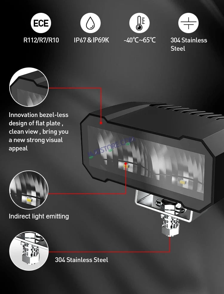 HJG W26 Bezelless Blade CREE Lens Foglight 60W Square Edge W26 Bezelless Blade 1pc Foglight 60W Foglight Ultra Wide Intensity LED Foglight White CREE Spread Foglight (60W) Universal For All Cars & Bikes LIU HJG W26 Helao Bezelless Blade Lens Foglight 1pc - HJGstore.com