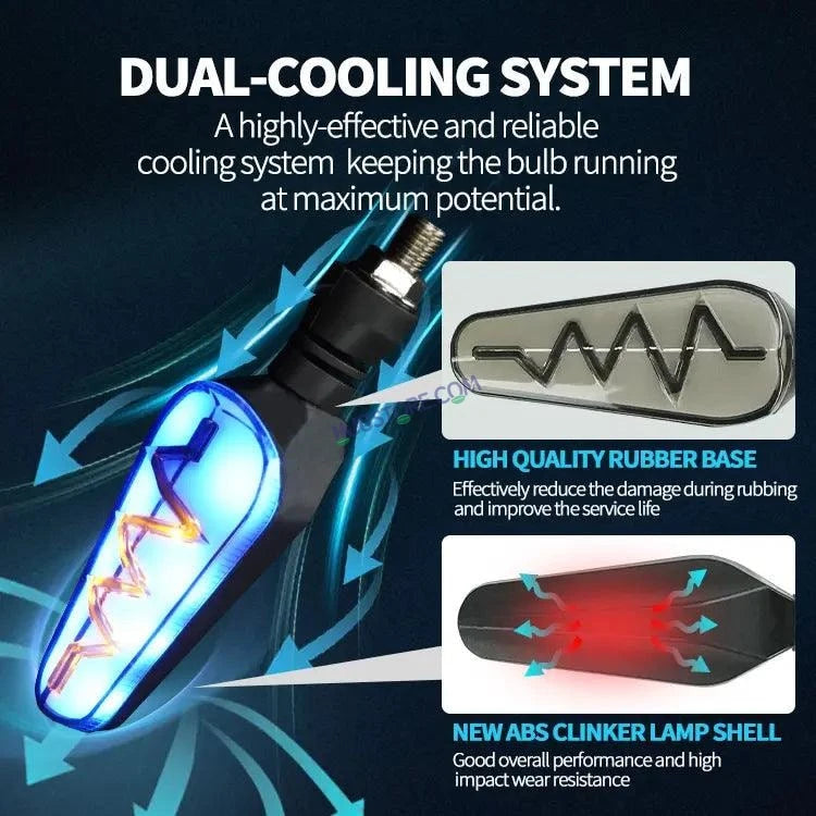 HJG Bike Heartbeat Indicator Waterproof Flexible Blinker Bright LED Indicators Universal For All Bike Models Motorcycle Turn Signal Lights HJG Indicator with DRL Heartbeat Indicator - HJGstore.com