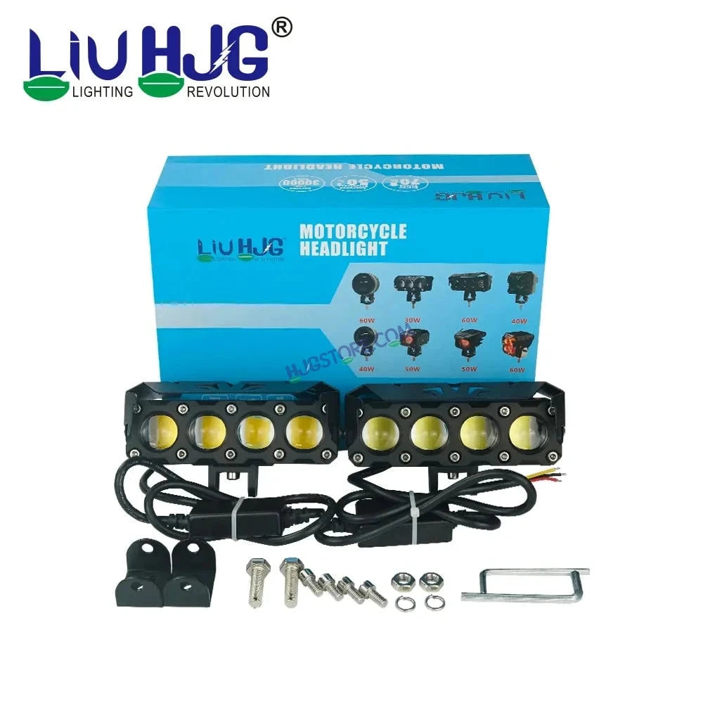 HJG Future Eyes 4 Lens 120W 4 Lens MEGA DRIVE Fog Light For Bike/Car/Thar/Jeep ( Cool White, 60W each * 2 = 120W Total ) - Pack of 2 Future Eyes 4 Lens - HJGstore.com