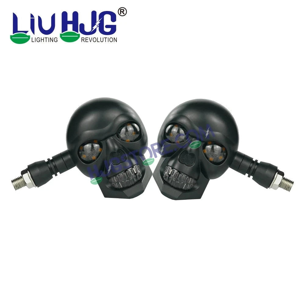 HJG Skull Indicator Skull Shape Turn Signal Lights Indicator Universal for All Bikes Models Turn Signal Lights Motorcycle Set of 2 LIU HJG Skull Indicator - HJGstore.com