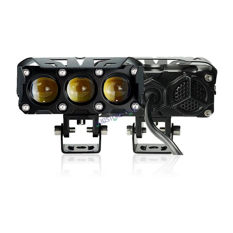 HJG Future Eyes 3 Lens Foglight with Wiring Harness Kit 120W 3 Lens Projector Lens Fog Light 120W Foglight Ultra Wide Dual Intensity LED Fog Lights White/Yellow Universal For All Cars & Bikes LIU HJG Future Eyes 3 Lens Foglight with Wiring Harness Kit - HJGstore.com