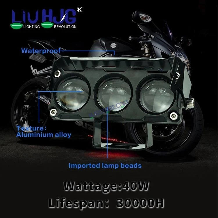 HJG Future Eyes 3 Lens 90W 3 Lens MEGA DRIVE Fog Light For Bike/Car/Thar/Jeep ( Cool White, 45W each * 2 = 90W Total ) - Pack of 2 Future Eyes 3 Lens - HJGstore.com