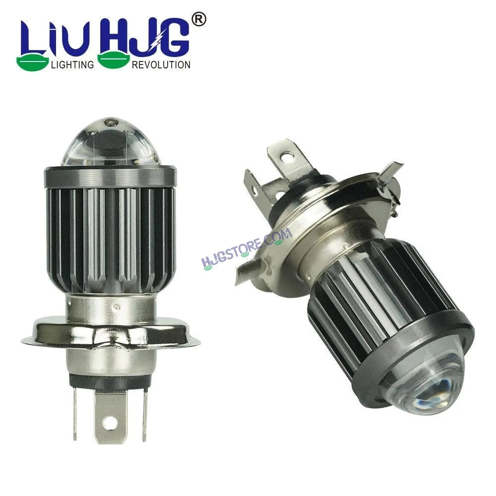 HJG H4 Lens White Yellow LED Headlight Bulb H4 For All Motorcycles (Low and High Beam Bulbs (White) White Yellow 40W Lens) - Type H4 - HJGstore.com
