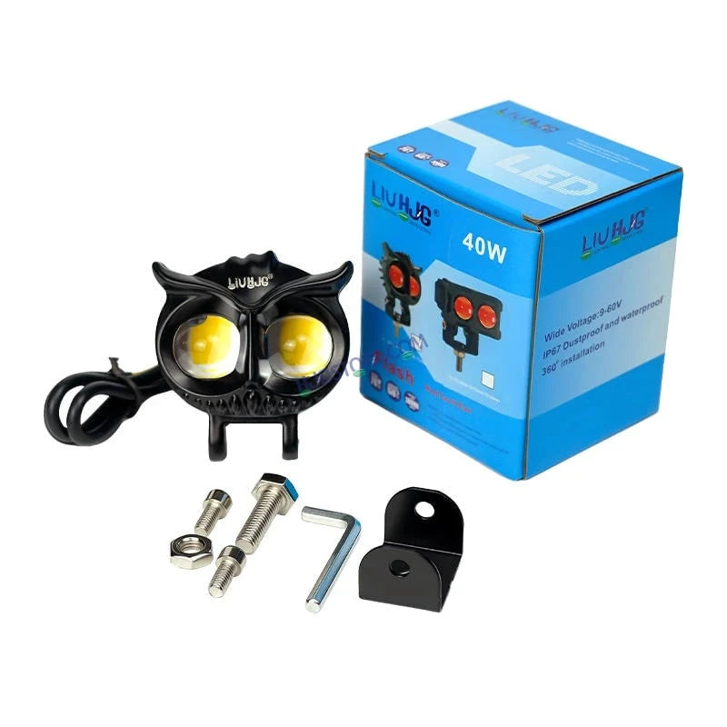 HJG New Model Owl Fog Light For Bike/Car/Thar/Jeep ( Cool White, 40W each * 2 = 80W Total ) - Pack of 2 - HJGstore.com