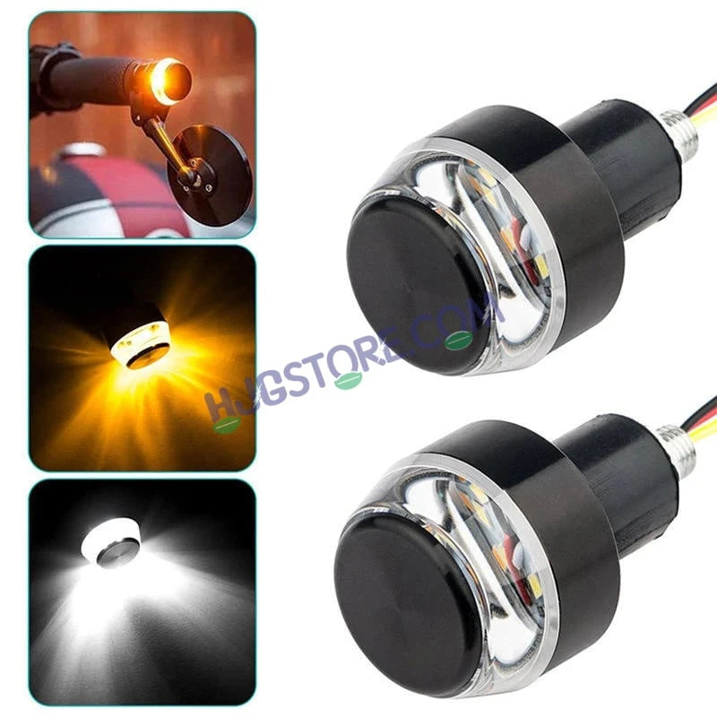 HJG Handle Light White/Yellow Motorcycle Handlebar Light White Yellow Bike Turn Signals Waterproof Flexible Blinker Bright LED Handlebar Light Universal For All Bike Models Motorcycle Handle Light LIU HJG Handle Light, Universal for All Bikes, Pack of 2 - HJGstore.com