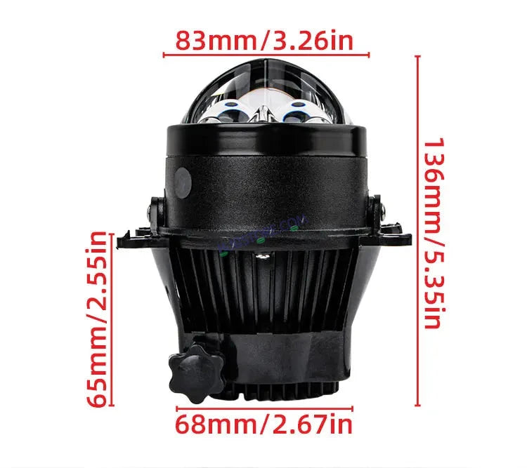 HJG 3 Inch Bi LED Car Projector 140W H8/H9/H11/H16 Foglight with Laser Spot and Wide Spread Red DRL/White/Yellow/Warm White Light 140W Foglight Ultra Wide Dual Intensity LED Driving Fog Lights 3000K/4300K/6500K Universal For All Cars & Bikes H8/H9/H11/H16 - HJGstore.com