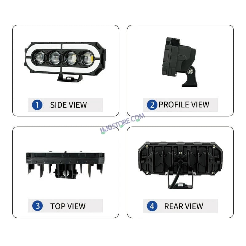 HJG 4 Lens with RGB Ring DRL 4 Projector Lens 2pc Foglight with RGB Ring 4 LED Projector Fog 120W with RGB DRL Foglight Ultra Wide Dual Intensity LED Fog Lights White/Yellow/RGB DRL Projector (120W) Universal For All Cars & Bikes LIU HJG 4 Lens RGB Ring - HJGstore.com