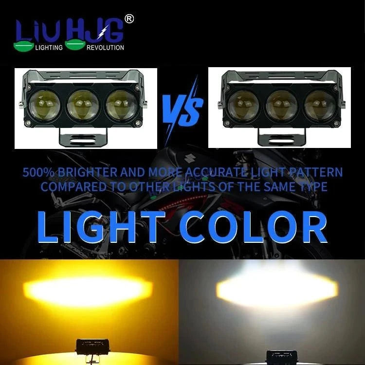 HJG Future Eyes 3 Lens 90W 3 Lens MEGA DRIVE Fog Light For Bike/Car/Thar/Jeep ( Cool White, 45W each * 2 = 90W Total ) - Pack of 2 Future Eyes 3 Lens - HJGstore.com
