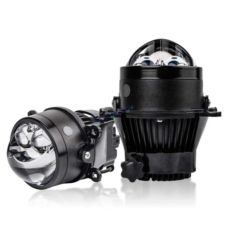 HJG 3 Inch Bi LED Car Projector 140W H8/H9/H11/H16 Foglight with Laser Spot and Wide Spread Red DRL/White/Yellow/Warm White Light 140W Foglight Ultra Wide Dual Intensity LED Driving Fog Lights 3000K/4300K/6500K Universal For All Cars & Bikes H8/H9/H11/H16 - HJGstore.com