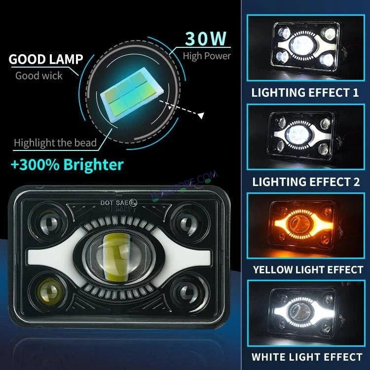 HJG DOT Approved High Beam LED Headlamp High Brightness 4x6 Inch Rectangular LED Headlight 231214 HJG - HJGstore.com
