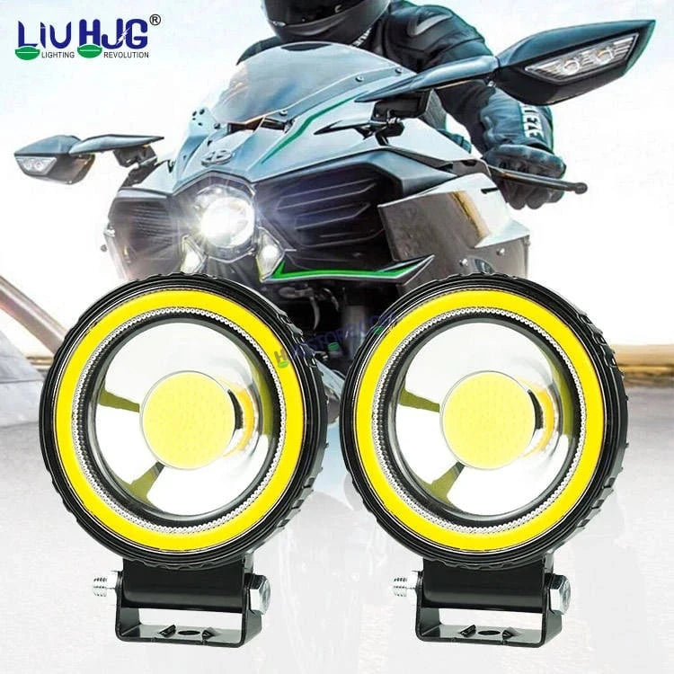 HJG Single LED New Model Round Fog Light 60W LIU HJG Round Fog Light with Red DRL For Universal For Bike Universal For Car (Set of 2) 60W HJG Round Foglight with Red DRL, Flash Mode - HJGstore.com