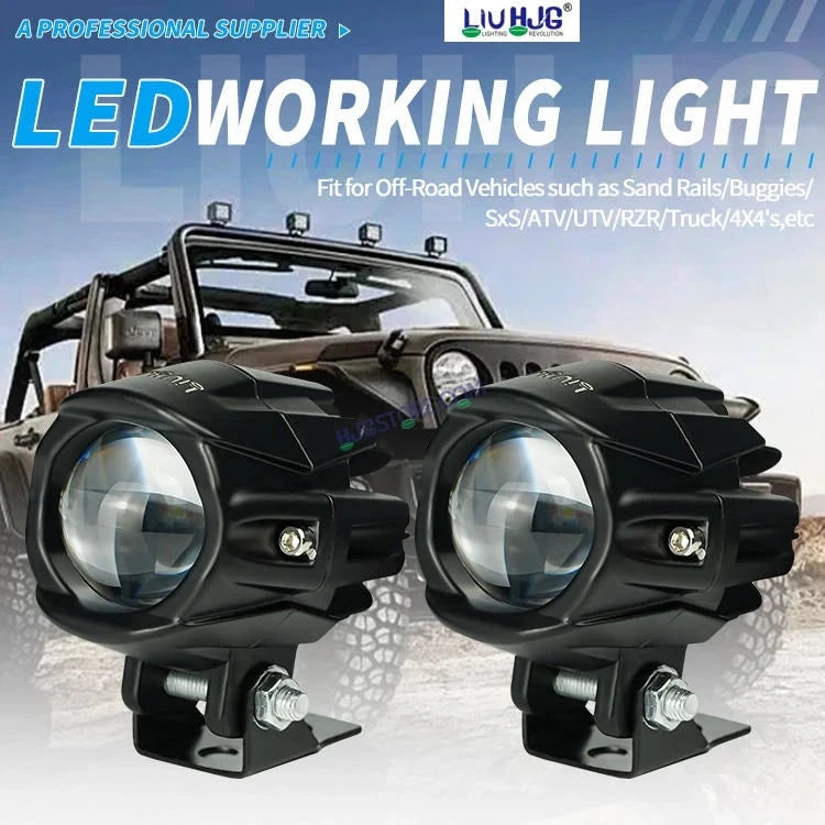 HJG New Model Alien Projector LED Fog Light Dual Shot 80W Fog Light For Bike/Car/Thar/Jeep ( Cool White/Yellow with Red DRL, 40W each * 2 = 80W Total ) - Pack of 2 - HJGstore.com