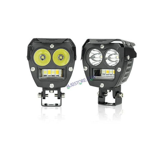 HJG 2 LED Robotic 140W Foglight with Spot and Wide Spread White/Yellow Light 140W Foglight Ultra Wide Dual Intensity LED Driving Fog Lights White/Yellow (2*70W = 140W Total) Universal For All Cars & Bikes LIU HJG Robotic 2 LED 140W Foglight White/Yellow - HJGstore.com