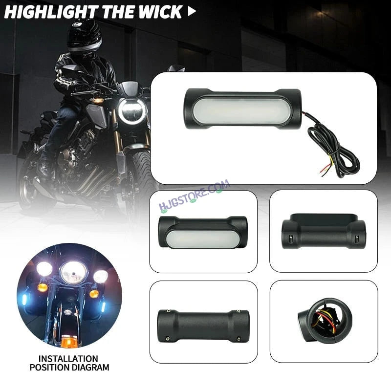HJG Leg Guard LED DRL Turn Signal Indicator Hazard Lights Crash Bar for Motorcycles (White/Yellow, Red/Yellow, Blue/Yellow) LIU HJG Leg Guard DRL - HJGstore.com