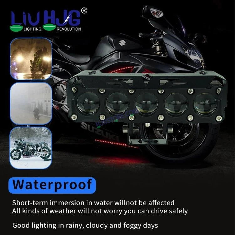 HJG ORIGINAL 150W 5 Lens MEGA DRIVE Fog Light For Bike/Car/Thar/Jeep ( Cool White, 75W each * 2 = 150W Total ) - Pack of 2 - HJGstore.com
