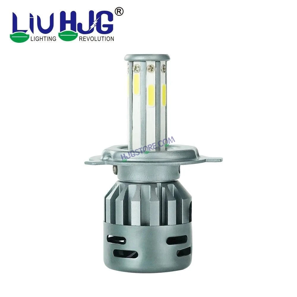 HJG M8 ORIGINAL 100W LED Headlight Bulb H4 For All Motorcycles (Low and High Beam Bulbs (White) AC/DC 100Watt 8 Side Chip) - Type H4 Hi/Lo - HJGstore.com