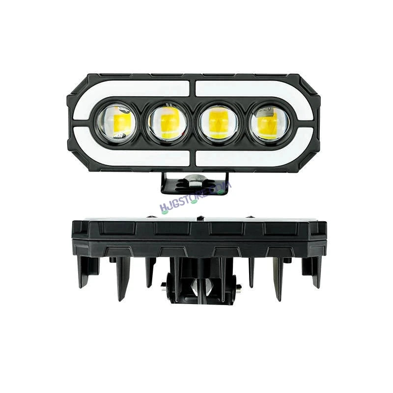 HJG 4 Lens with RGB Ring DRL 4 Projector Lens 2pc Foglight with RGB Ring 4 LED Projector Fog 120W with RGB DRL Foglight Ultra Wide Dual Intensity LED Fog Lights White/Yellow/RGB DRL Projector (120W) Universal For All Cars & Bikes LIU HJG 4 Lens RGB Ring - HJGstore.com