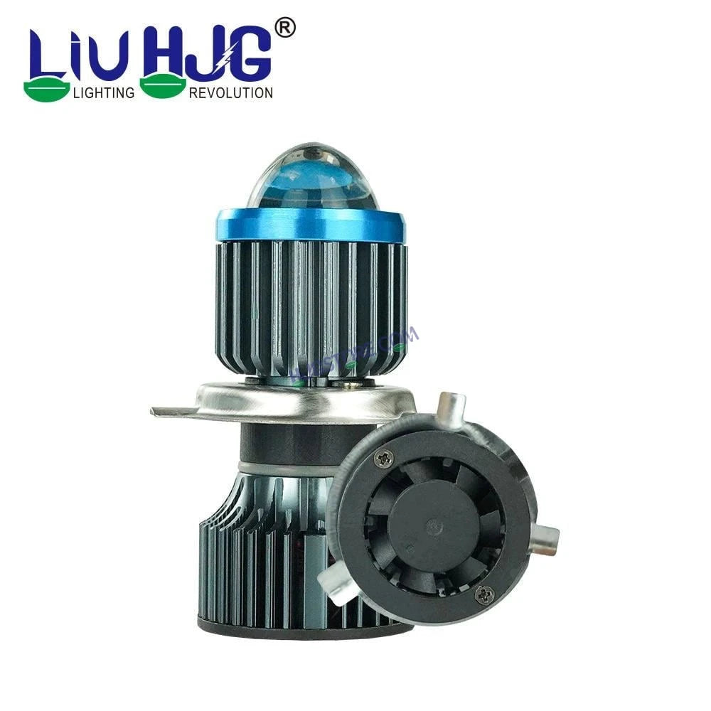 HJG H4 Lens White Yellow LED Headlight Bulb H4 Metallic Body For All Motorcycles, Car, SUV (Low and High Beam Bulbs (White) White Yellow 50W Lens) - Type H4 - HJGstore.com
