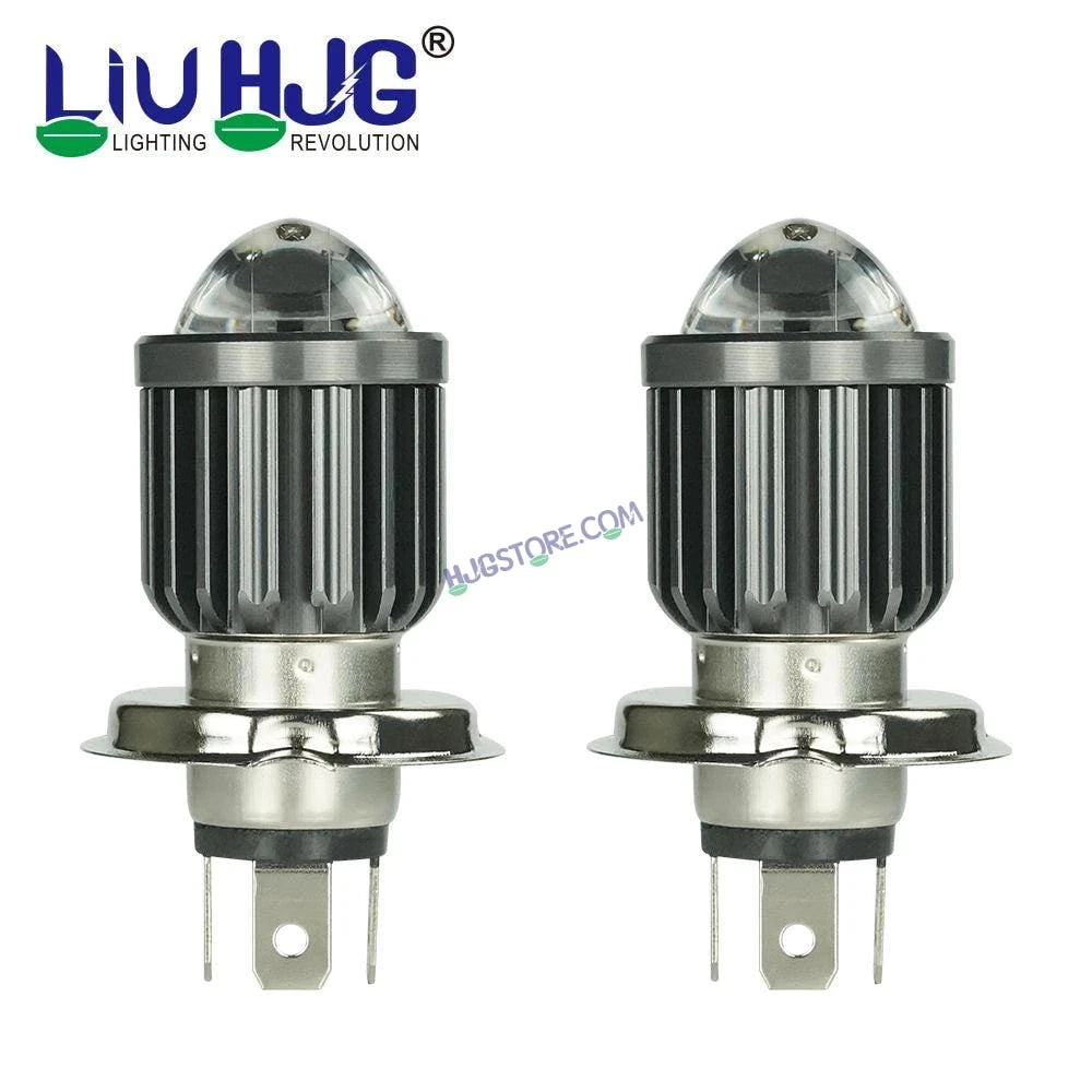 HJG H4 Lens White Yellow LED Headlight Bulb H4 For All Motorcycles (Low and High Beam Bulbs (White) White Yellow 40W Lens) - Type H4 - HJGstore.com