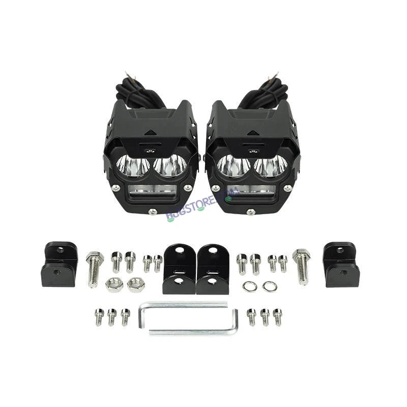 HJG 2 LED Robotic 140W Foglight with Spot and Wide Spread White/Yellow Light 140W Foglight Ultra Wide Dual Intensity LED Driving Fog Lights White/Yellow (2*70W = 140W Total) Universal For All Cars & Bikes LIU HJG Robotic 2 LED 140W Foglight White/Yellow - HJGstore.com