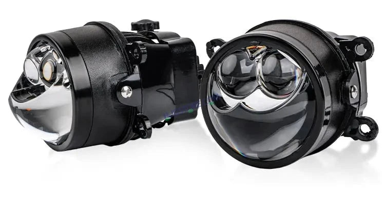 HJG 3 Inch Bi LED Car Projector 140W H8/H9/H11/H16 Foglight with Laser Spot and Wide Spread Red DRL/White/Yellow/Warm White Light 140W Foglight Ultra Wide Dual Intensity LED Driving Fog Lights 3000K/4300K/6500K Universal For All Cars & Bikes H8/H9/H11/H16 - HJGstore.com