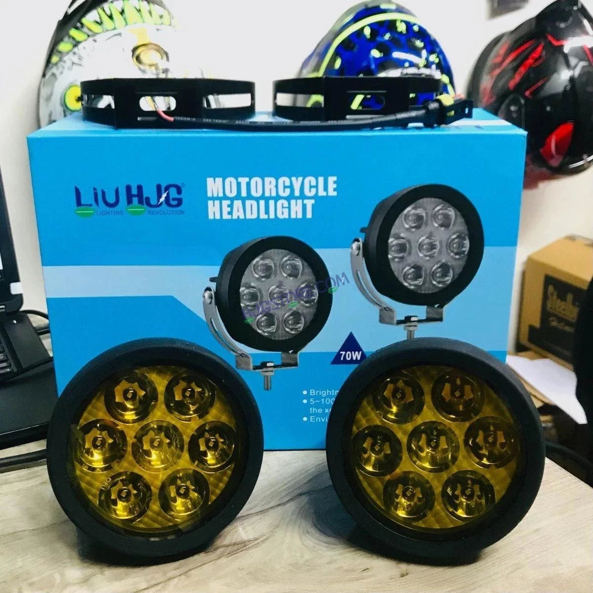 HJG Original 140W Dual Color Yellow/White LED Fog Lights with Yellow Filter Cap Waterproof Light for Bikes, Cars, Jeeps Yellow Filter Cap - HJGstore.com